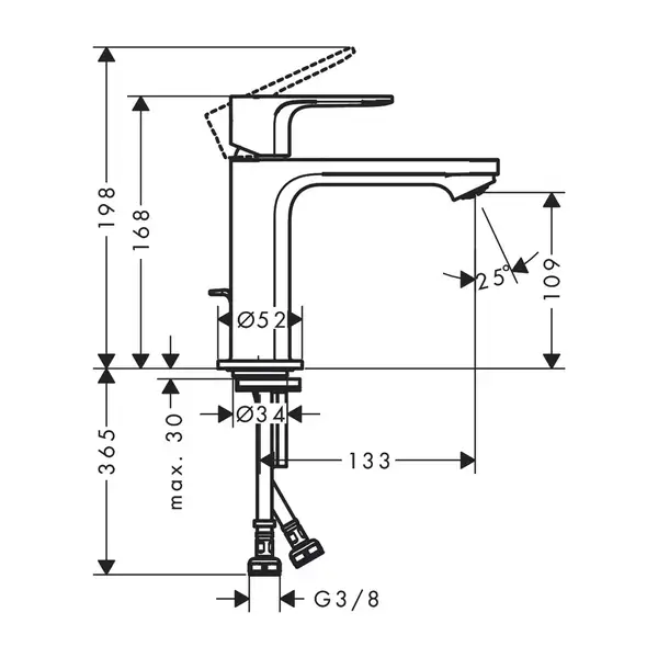 Hansgrohe Rebris E 110 Змішувач для раковини, хром (72589000)