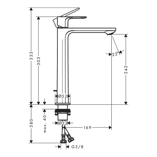 Hansgrohe Rebris S Змішувач для раковини, чорний матовий (72590670)