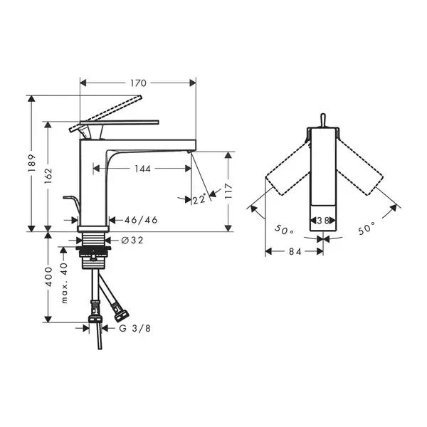 Hansgrohe Tecturis E Змішувач для раковини, чорний матовий (73010670)