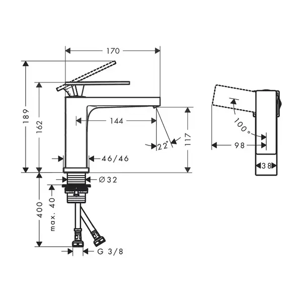 Hansgrohe Tecturis E Змішувач для раковини, чорний матовий (73012670)