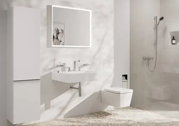 Змішувач для раковини 150 EcoSmart+ Hansgrohe Tecturis E (колір - хром), з донним клапаном Push-Open 73030000