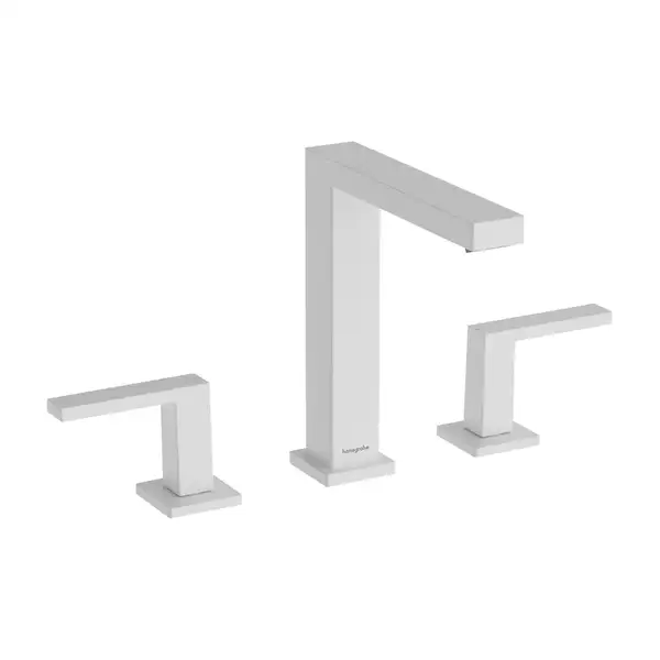 Змішувач для раковини 150 EcoSmart+ Hansgrohe Tecturis E (колір - білий матовий), з донним клапаном Push-Open 73030700