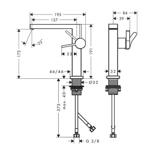 Hansgrohe Tecturis E Змішувач для раковини, бронза (73041140)