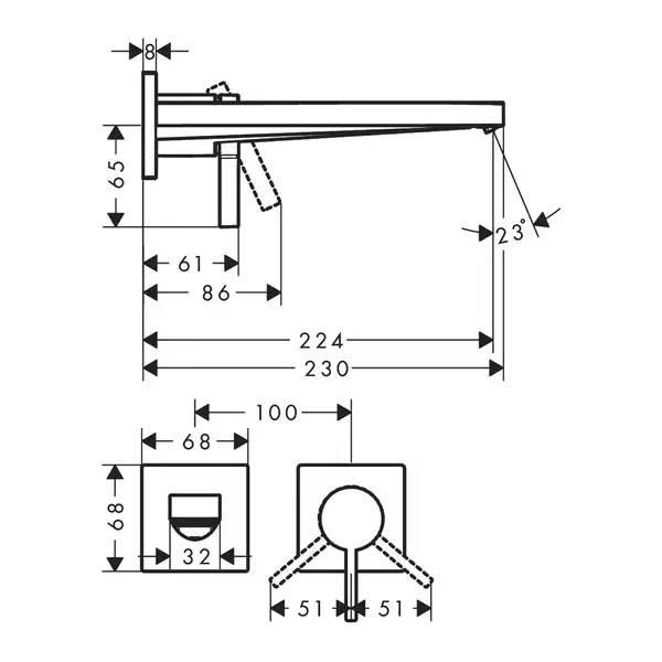 Hansgrohe Tecturis E Змішувач для раковини, шліфована бронза (73051140)