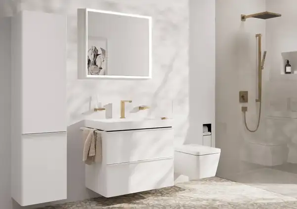 Змішувач для раковини 150 CoolStart EcoSmart+ Hansgrohe Tecturis E (колір - шліфована бронза), з донним клапаном 73053140