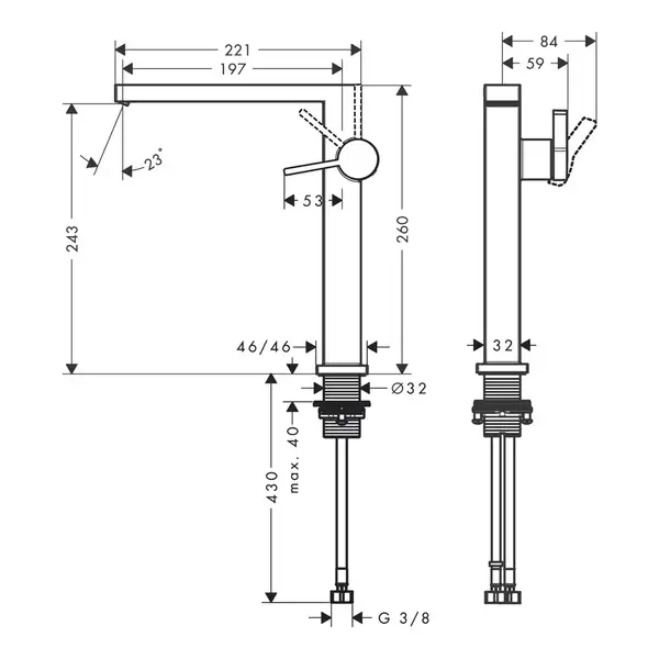 Hansgrohe Tecturis E 240 Змішувач для раковини, хром (73072000)