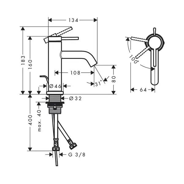 HANSGROHE Tecturis S Змішувач для раковини, матова бронза (73302140)
