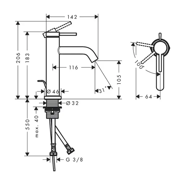 Hansgrohe Tecturis S Змішувач для раковини, білий матовий (73314700)
