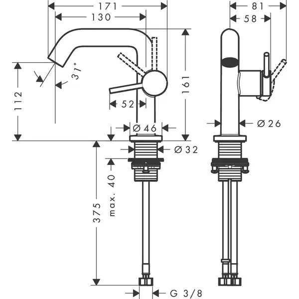 Hansgrohe Tecturis S 110 Змішувач для раковини, чорний матовий (73321670)
