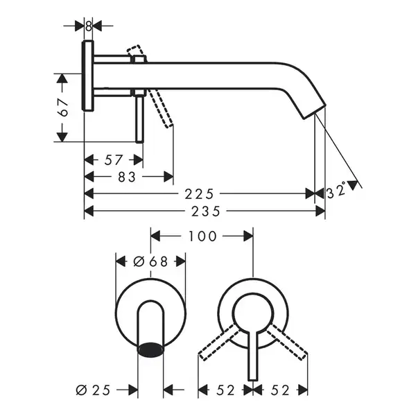 HANSGROHE Tecturis S Змішувач для раковини, хром (73351000)