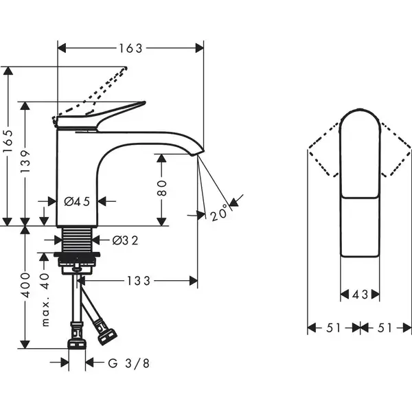 Hansgrohe Vivenis 80 Змішувач для умивальника, хром (75012000)