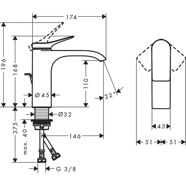 Hansgrohe Vivenis 110 Змішувач для умивальника, хром (75020000)