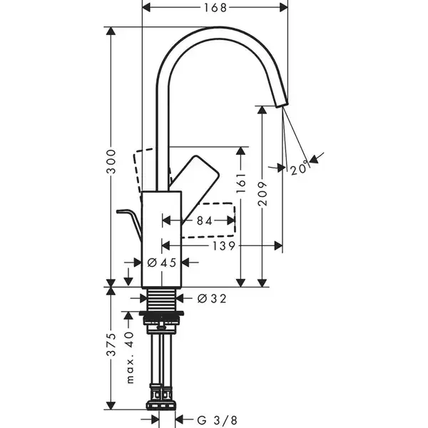 Hansgrohe Vivenis Змішувач для умивальника 210, чорний матовий (75030670)