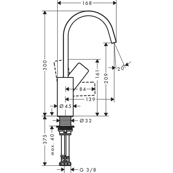 Hansgrohe Vivenis 210 Змішувач для умивальника, чорний (75032670)