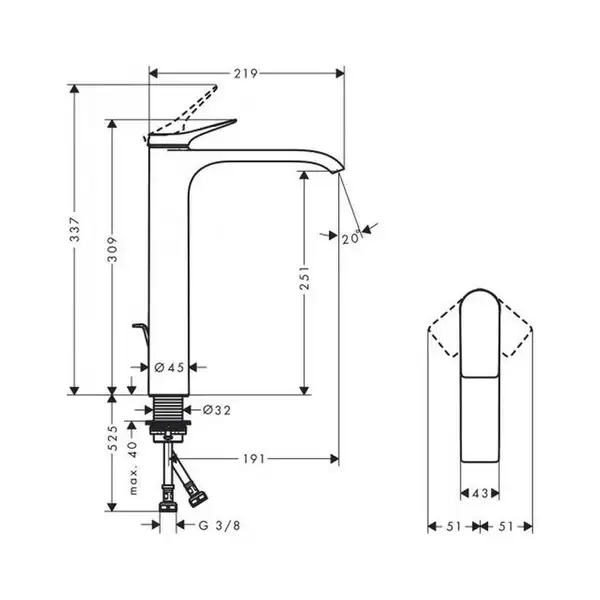 Hansgrohe Vivenis 250 Змішувач для умивальника, чорний (75040670)