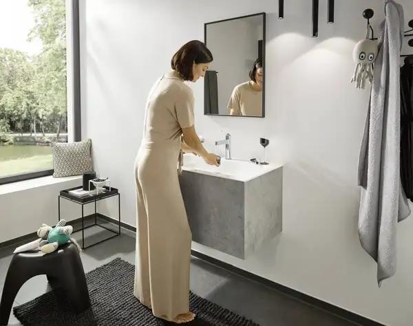 Смеситель для раковины Hansgrohe Finoris (цвет - хром), с донным клапаном (76020000) фото 4 Aquada.com.ua