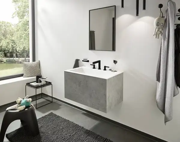Смеситель для раковины Hansgrohe Finoris (цвет - чёрный матовый), с донным клапаном Push Open (76033670) фото 2 Aquada.com.ua