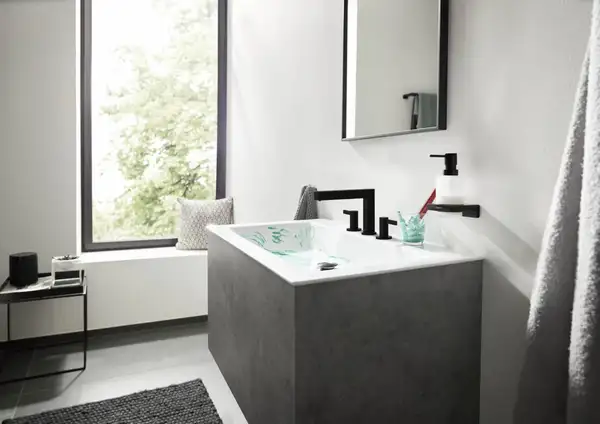 Смеситель для раковины Hansgrohe Finoris (цвет - чёрный матовый), с донным клапаном Push Open (76033670) фото 3 Aquada.com.ua