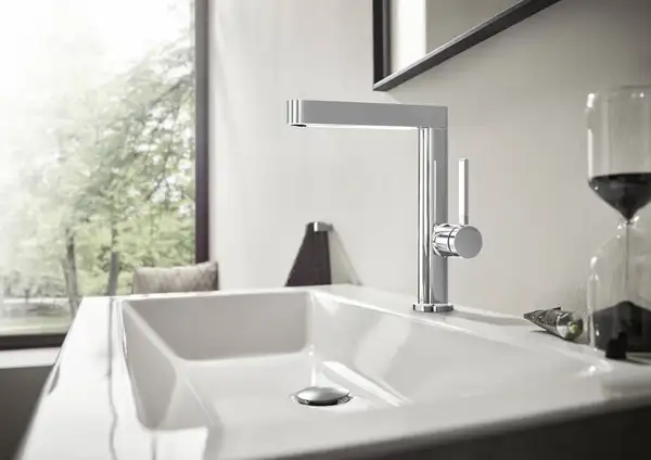 Смеситель для раковины высокий Hansgrohe Finoris (цвет - хром), с донным клапаном Push Open (76060000) фото 2 Aquada.com.ua