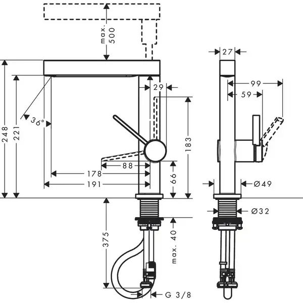 Hansgrohe Finoris 230 Змішувач для умивальника, хром (76063000)