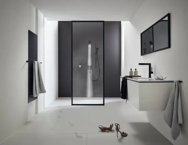 Смеситель для раковины высокий, с вытяжным душем, 2 вида струи Hansgrohe Finoris (цвет - чёрный матовый), с донным клапаном Push Open (76063670) фото 13 Aquada.com.ua