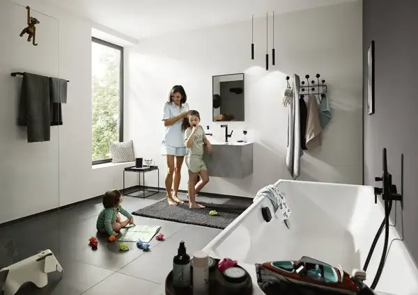 Смеситель для раковины высокий, с вытяжным душем, 2 вида струи Hansgrohe Finoris (цвет - чёрный матовый), с донным клапаном Push Open (76063670) фото 12 Aquada.com.ua