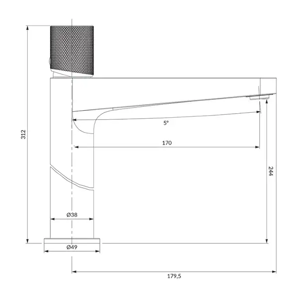 Omnires Contour Смеситель для умывальника высокий, антрацит (CT8012AT)