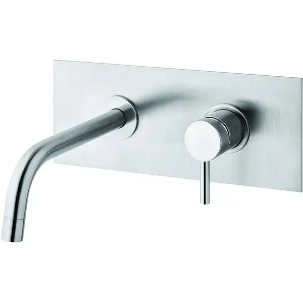 Змішувач для умивальника Paffoni Light, настінний, вилив 12.3 см, Steel Looking (LIG104ST)