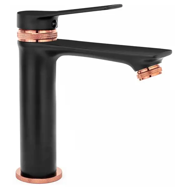 Смеситель для раковины (умывальника) REA VIRAL BLACK ROSE GOLD низкий (REA-B2025)