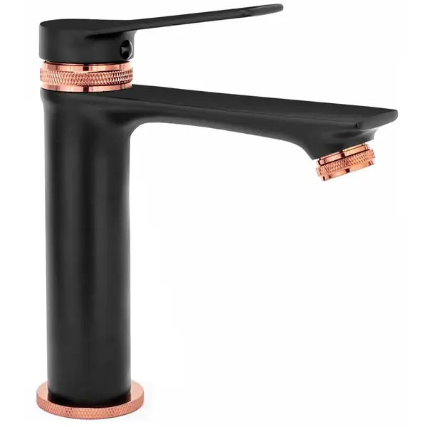 Смеситель для раковины (умывальника) REA VIRAL BLACK ROSE GOLD низкий (REA-B2025)