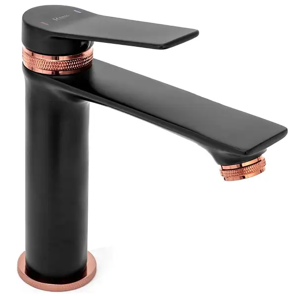Смеситель для раковины (умывальника) REA VIRAL BLACK ROSE GOLD низкий (REA-B2025)
