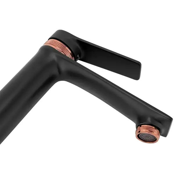 Смеситель для раковины (умывальника) REA VIRAL BLACK ROSE GOLD низкий (REA-B2025)