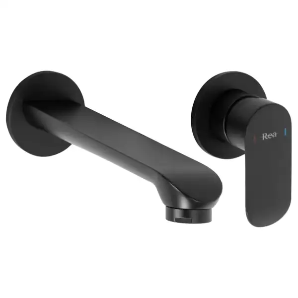 Смеситель для раковины (умывальника) REA HYPER BLACK + BOX черный настенный скрытого монтажа (REA-B2061)
