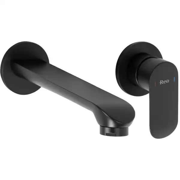 Смеситель для раковины (умывальника) REA HYPER BLACK + BOX черный настенный скрытого монтажа (REA-B2061)