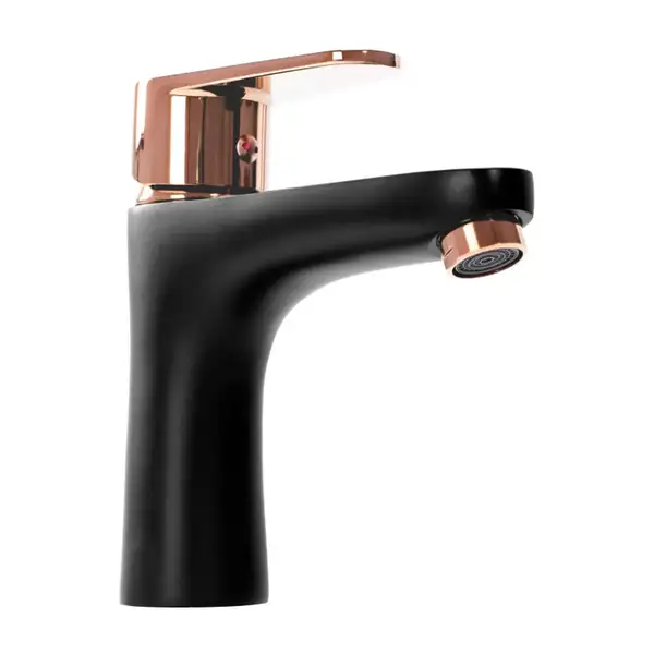 Смеситель для умывальника (раковины) REA MILD BLACK ROSE GOLD низкий (REA-B4807)
