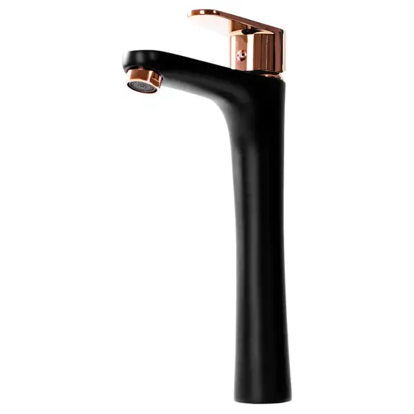 Смеситель для умывальника (раковины) REA MILD BLACK ROSE GOLD высокий (REA-B4808)