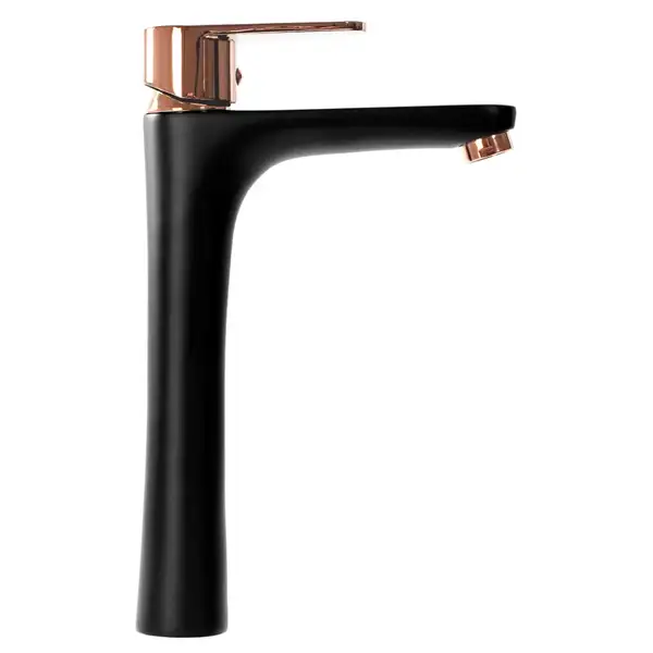 Смеситель для умывальника (раковины) REA MILD BLACK ROSE GOLD высокий (REA-B4808)