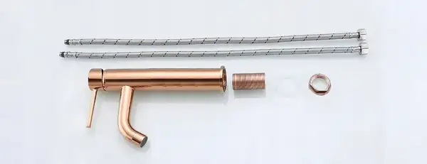 Смеситель для раковины (умывальника) REA LUNGO ROSE GOLD розовое золото высокий (REA-B6321)