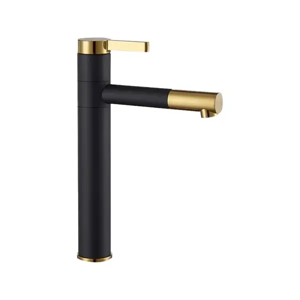 Змішувач для раковини (умивальника) REA SMART BLACK+GOLD чорний/золотий високий (REA-B7402)