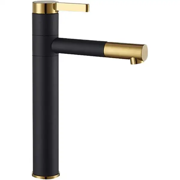 Змішувач для раковини (умивальника) REA SMART BLACK+GOLD чорний/золотий високий (REA-B7402)