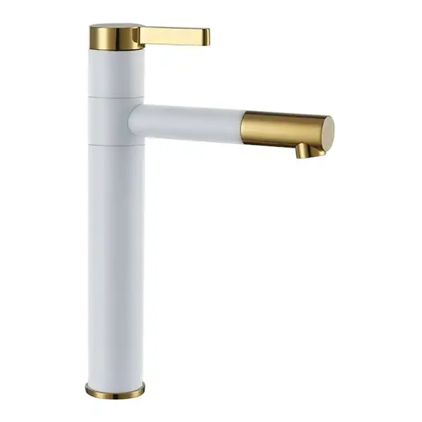 Змішувач для раковини (умивальника) REA SMART WHITE GOLD білий/золотий високий (REA-B8400)