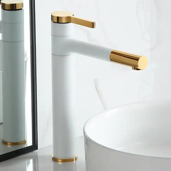 Змішувач для раковини (умивальника) REA SMART WHITE GOLD білий/золотий високий (REA-B8400)