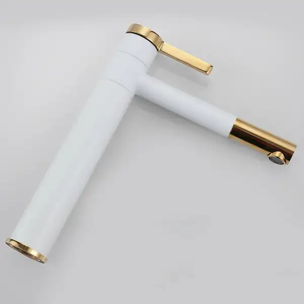 Змішувач для раковини (умивальника) REA SMART WHITE GOLD білий/золотий високий (REA-B8400)