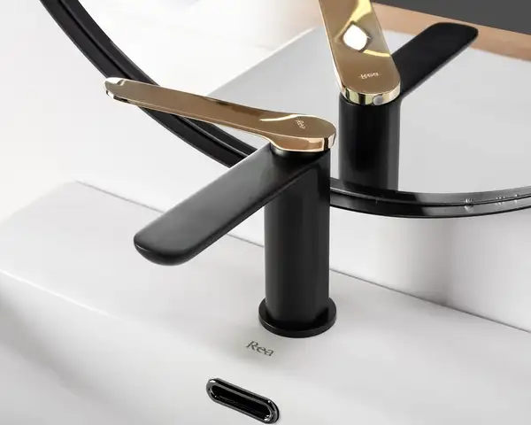 Смеситель для раковины (умывальника) REA CREEK BLACK GOLD низкий (REA-B8503)