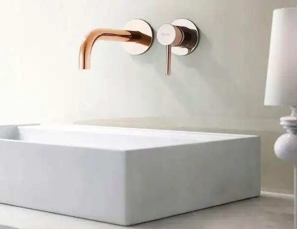 Смеситель для раковины (умывальника) REA LUNGO ROSE GOLD розовое золото настенный скрытого монтажа (REA-B8548)