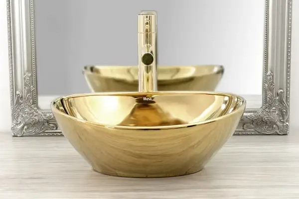 Смеситель для раковины (умывальника) REA TESS GOLD золотой высокий (REA-B8803)