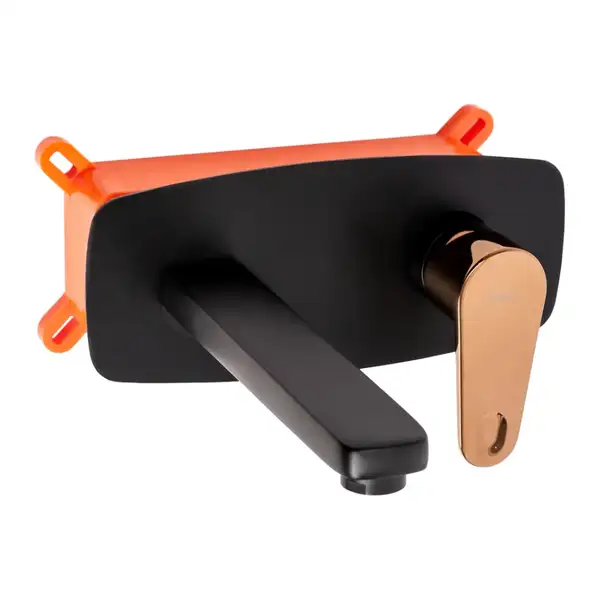 Смеситель для раковины (умывальника) REA MILD BLACK ROSE GOLD + BOX скрытого монтажа (REA-B9142)