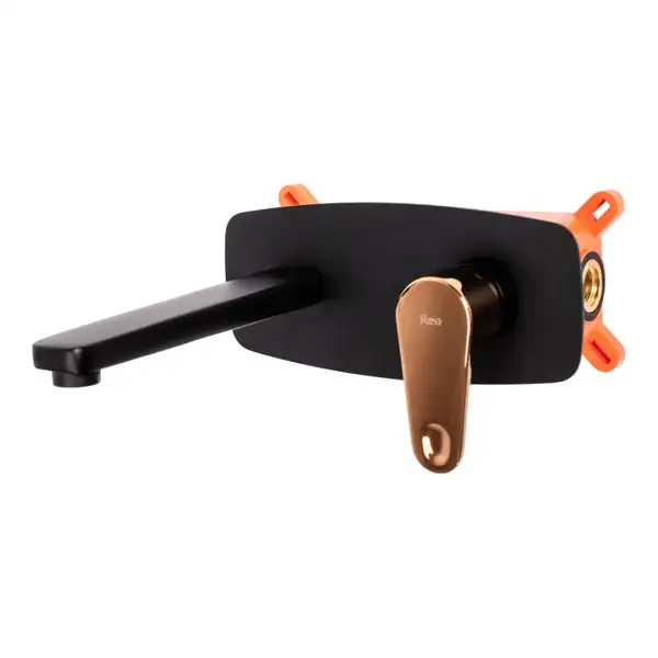 Смеситель для раковины (умывальника) REA MILD BLACK ROSE GOLD + BOX скрытого монтажа (REA-B9142)