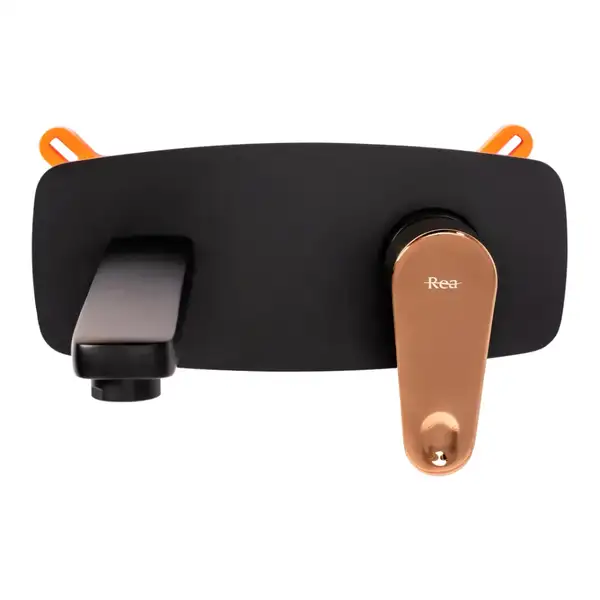 Смеситель для раковины (умывальника) REA MILD BLACK ROSE GOLD + BOX скрытого монтажа (REA-B9142)