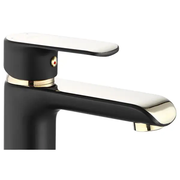 Смеситель для раковины (умывальника) REA  BLOOM BLACK GOLD низкий (REA-B9933)